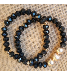 Set Of 2 Black & Gold Bracelet