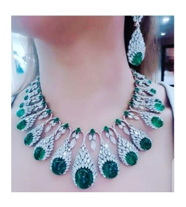 2 Piece Emerald And Siver Set